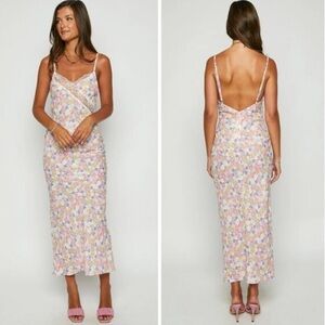 🌸🩷 Beginning Boutique Floral Lace Maxi Slip Dress